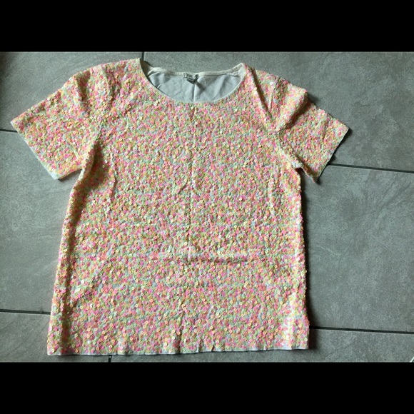 J. Crew never worn colorful sequins cotton top XXS/XS - Picture 6 of 11